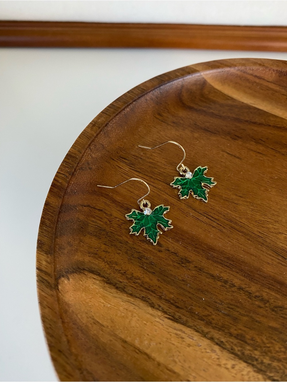 4/$15 Green Leaf Drop Earrings